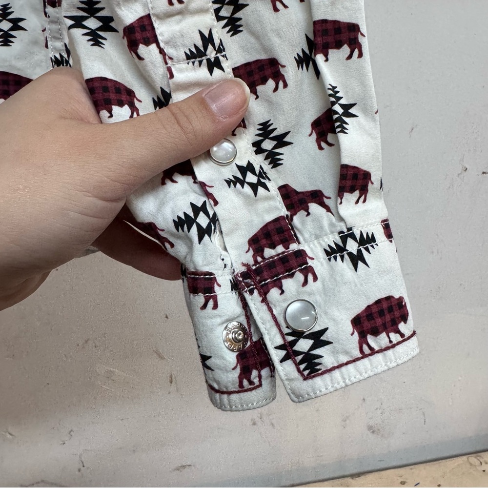 Panhandle Rough Stock Pearl Snap Long Sleeve  Shirt Buffalo Aztec Western Size S - Picture 5 of 5